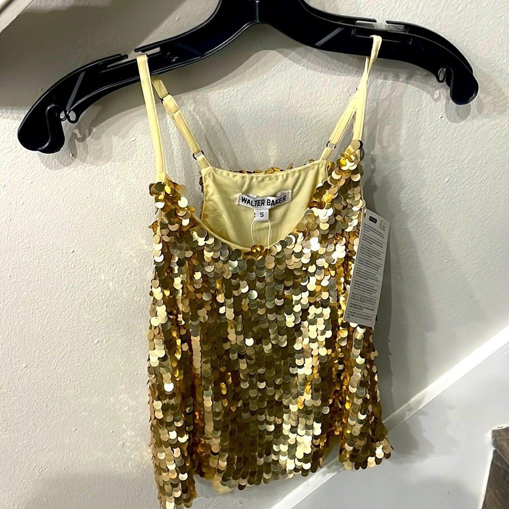 Walter Baker Haley Top gold sequin cropped tank